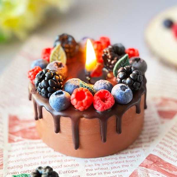 Dessert Candle Soy Wax Chocolate Cake Candle Unique Candle Gift Set Food Candle Birthday Gift Fruit Candle