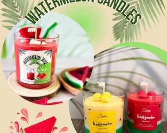 Vela de soja artesanal con aroma a sandía: decoración afrutada de verano