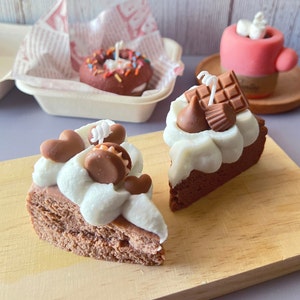 Chocolate Cake Candle Dessert Candle Soy Wax Unique Gift Candle Gift Set Food Candle Decor