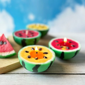 Sweet Watermelon Candle Cute Fruity Candle Soy Wax Handmade Unique Gift Home Decor Food Candle Gift for Her