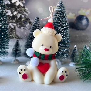 Christmas Teddy Bear Candle Handmade Soy Candle Christmas Gift Teddy Bear Candle Christmas Decor