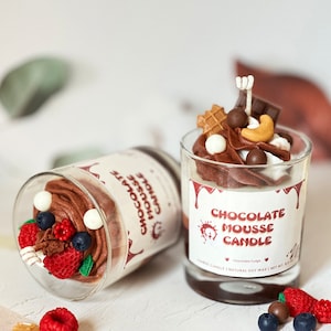 Chocolate Mousse Candle Dessert Candle Soy Wax Unique Candle Gift Set Fruity Candle Birthday Gift for Her