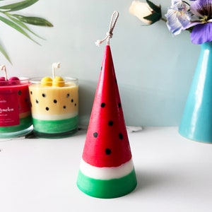 Watermelon Candle Fruity Candle Soy Wax Handmade Unique Gift Home Decor Food Candle Gift for Her