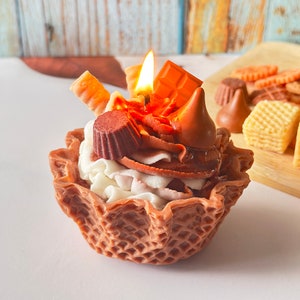 Dessert Kerze Soja Wachs Schokolade Eis Kerze Einzigartige Kerze Geschenk Set Soft Servier Kerze Geburtstagsgeschenk für Sie Kerze Eis Vanille