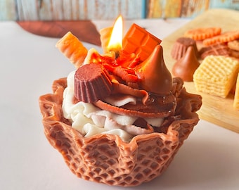 Chocolate Vanilla Ice Cream Soy Candle: Dessert Candle Gift