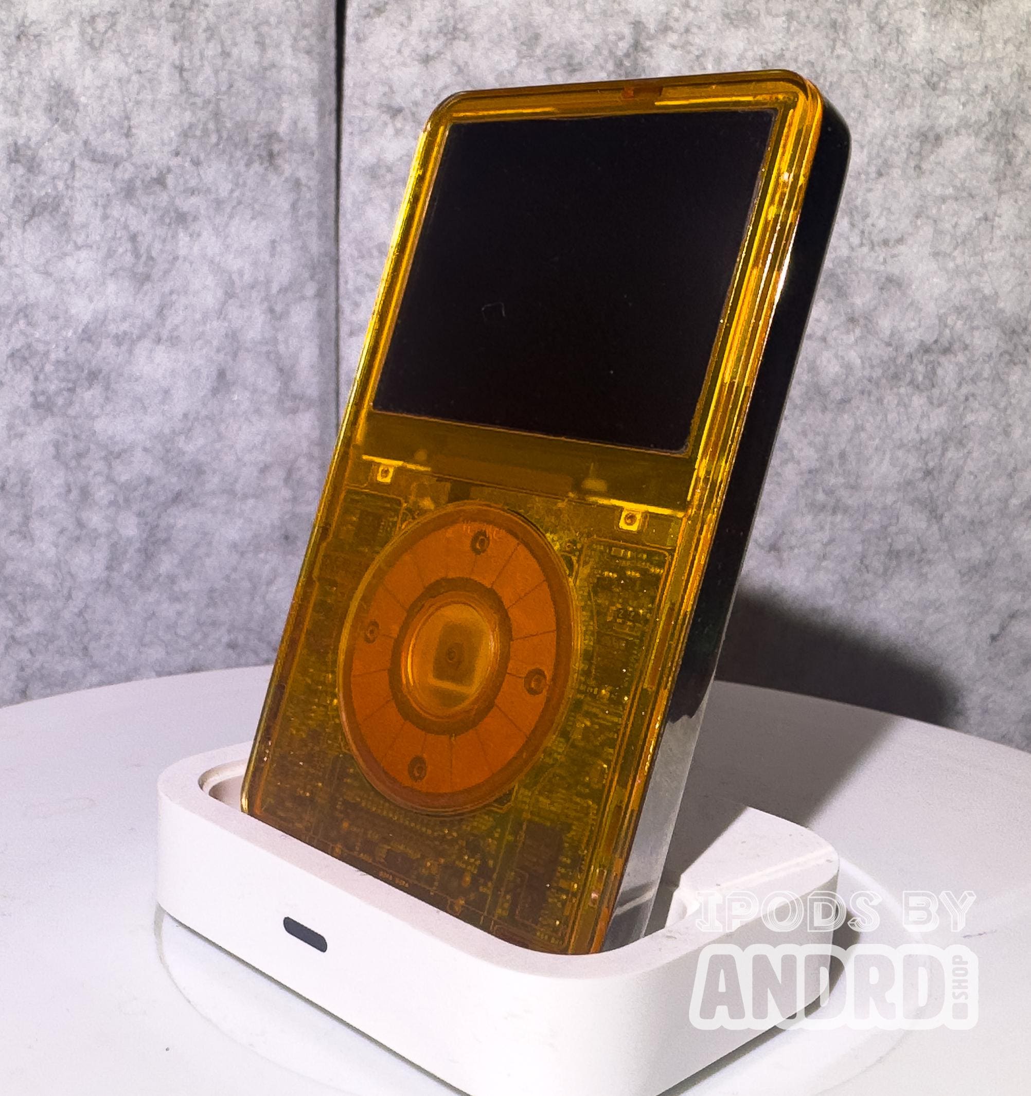 Custom Transparent Orange on Stainless Ipod 5.5 Gen - 1TB, Taptic