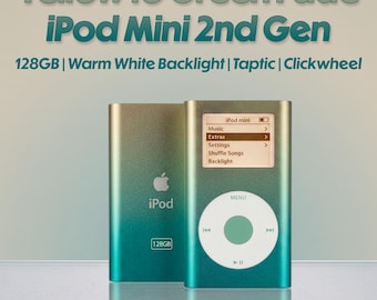 Yellow to Green Fade iPod Mini 2nd Gen | 128GB iFlash | Warm White Backlight | Taptic Engine