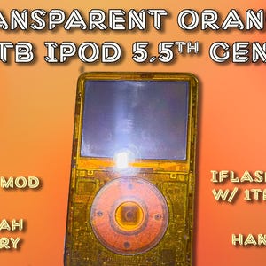 iPod 5.5 Gen (1 TB, Taptic, 3000 mAh), color naranja transparente personalizado en acero inoxidable
