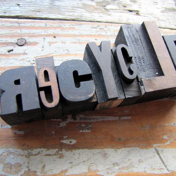 Recycle Vintage Wood Type Words