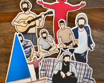 Pegatinas inspiradas en "El hombre que quizás" de AJR, acabado mate resistente al agua