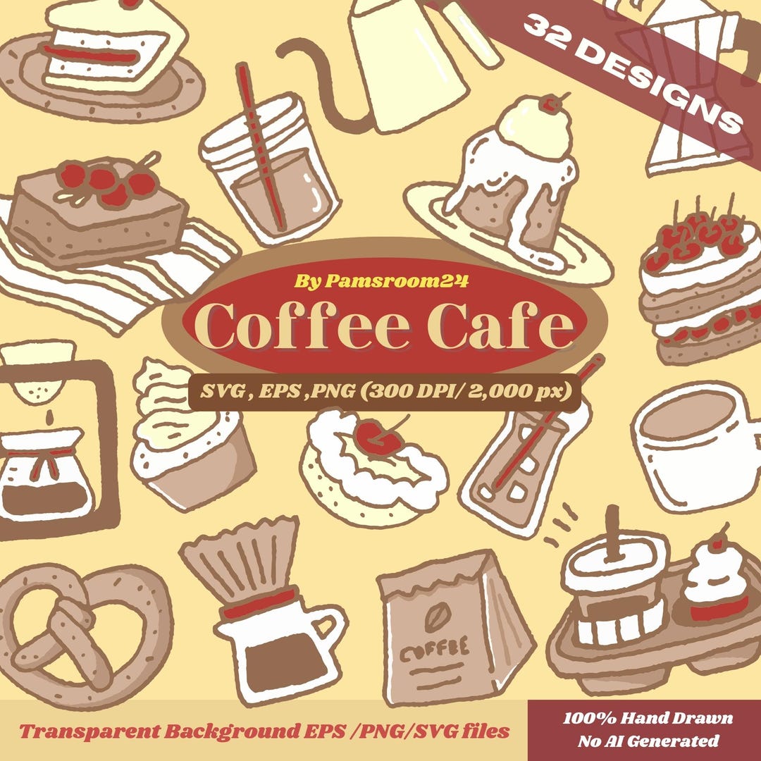 Coffee Cafe Clipart ( PNG 2000px 300DPI, EPS,SVG) - Etsy