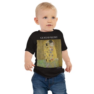 Gustav Klimt 'The Kiss' Famous Painting Baby Staple T-Shirt | Premium Baby Art Tee