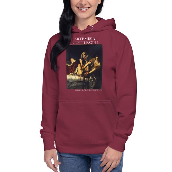 Artemisia Gentileschi "Giuditta che uccide Oloferne" Famoso dipinto con cappuccio / Felpa con cappuccio artistica premium unisex