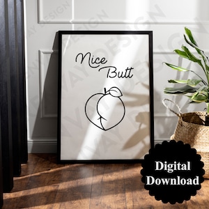 Archivo digital para imprimir tú mismo, cartel de baño, mural de baño, baño de invitados, baño, humor divertido, bonito trasero