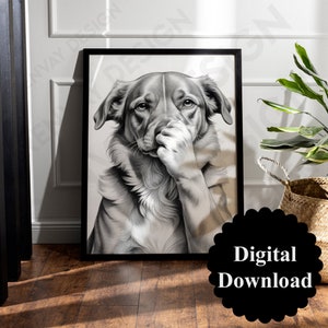 Toilet Poster, Funny, Funny, Digital File, Toilet Poster Bathroom Mural, Guest Toilet, Dog Holds Nose