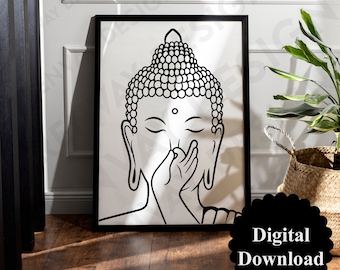 Digital file for self-printing, toilet poster bathroom mural, guest toilet, funny humor, Buddha holds his nose, it stinks