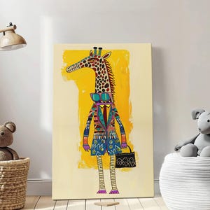 Abstrakte Giraffe, Cartoon art design, mit Druck auf Leinwand gespannt