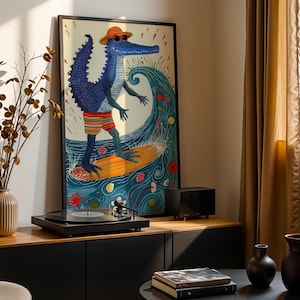 Ilustración de animales felices, arte de guardería natural, impresión de arte de pared para habitación infantil, regalos para niños, arte de pared con ilustración de dibujos animados coloridos