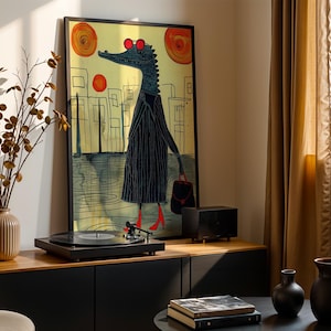 Krokodil, abstrakte Kunst, Geschenk für glückliche Tiere Illustration Natur ll mit Rahmen gespannt auf Leinwand