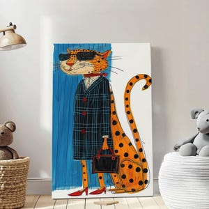 Illustrazione di animali felici, natura, arte per la cameretta dei bambini, stampa artistica da parete, regali per bambini, illustrazione colorata dei cartoni animati