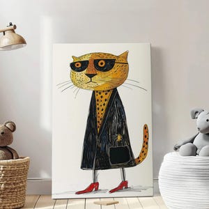 Illustrazione di animali felici, natura, arte per la cameretta dei bambini, stampa artistica da parete, regali per bambini, illustrazione colorata dei cartoni animati
