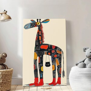 Abstrakte Giraffe, Cartoon art design, mit Druck auf Leinwand gespannt