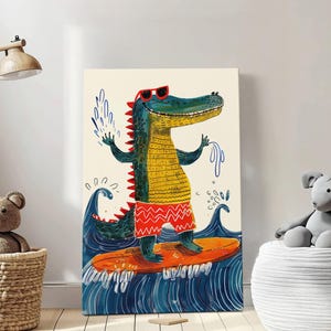 Glückliche Tiere Illustration Natur Kinderzimmer Kunst, Kinderzimmer Wand Kunst Druck, Geschenke für Kinder, Bunte Cartoon Illustration Wandkunst