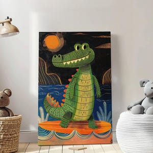 Glückliche Tiere Illustration Natur Kinderzimmer Kunst, Kinderzimmer Wand Kunst Druck, Geschenke für Kinder, Bunte Cartoon Illustration Wandkunst