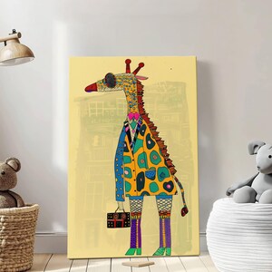 Abstrakte Giraffe, Cartoon art design, mit Druck auf Leinwand gespannt