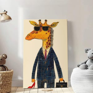 Abstrakte Giraffe, Cartoon art design, mit Druck auf Leinwand gespannt