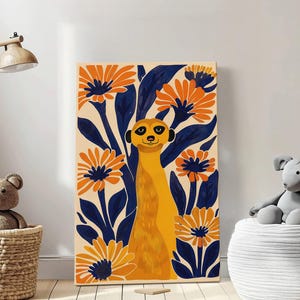 Illustrazione di animali felici, natura, arte per la cameretta dei bambini, stampa artistica da parete, regali per bambini, illustrazione colorata dei cartoni animati