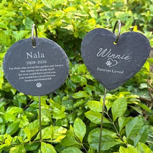 Custom Pet Memorial Stone with Stake, Engraved Dog Cat Grave Marker, Personalized Pet Headstone, Pet Loss Gift, Garden Memorial