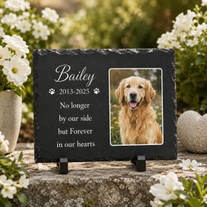 Personalized Pet Memorial Photo Slate Stone, Custom Dog Grave Marker, Dog Remembrance Garden Decor, Outdoor Sympathy Gift for Loss of Pet image 7