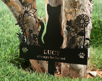 Personalized Metal Cat Grave Marker,Custom Cat Breed Sign, Pet Memorial Gift,Remembrance Stake,Cat Garden Decor,Cat Burial Stake