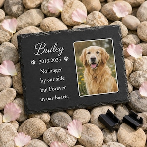 Personalized Pet Memorial Photo Slate Stone, Custom Dog Grave Marker, Dog Remembrance Garden Decor, Outdoor Sympathy Gift for Loss of Pet image 8
