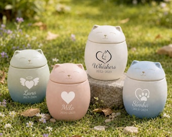 Urne funéraire personnalisée pour chat, souvenir en céramique sur mesure pour les cendres de votre animal de compagnie, cadeau de deuil, en forme de chat endormi