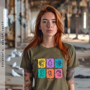 Camiseta Geopelia Pop Art - Retratos dibujados a mano de Ferhat Edizkan - Camiseta de arte único