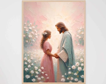 He Knows You, Christian Art, Jesus with Woman, Jesus Wall Art, LDS Wall Art, Bible Painting, Jesus with Girl Art, Christian Print, Jesus Art