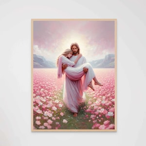 Your Savior, Christian Art, Jesus and Girl, Picture of Christ, Digital LDS Art, Bible Painting, Christian Painting, Jesus and Women Prints