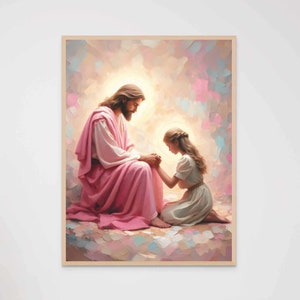 He Forgives, Christian Art, Jesus with Girl, Jesus Wall Art, LDS Art, Bible Art, Jesus with Children, Modern Christian Art, Jesus Prints