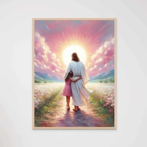 One with Him, Christian Art, Jesus and Girl, Jesus Painting, LDS Wall Art, Bible Art, Jesus Art, Christian Printable Wall Art, Jesus Kids