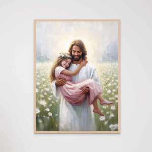 Faith in Him, Christian Wall Art, Jesus and Girl, Jesus Painting, LDS Painting, Bible Wall Art, Jesus with Kids, Jesus Wall Art, Jesus Print
