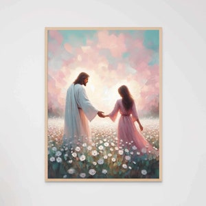 Support and Love, Modern Christian Art, Jesus and Woman, Jesus Prints, LDS Art, Bible Painting, Jesus with Woman, Jesus Christ Painting