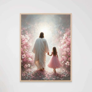 A Path of Faith, Christian Painting, Jesus Walking with Girl Art, Jesus Christ Painting, LDS Art, Bible Painting, Jesus with Children Art