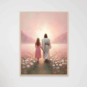 Follow Your Savior, Christian Painting, Jesus and Girl Art, Jesus Portrait, LDS Prints, Bible Art, Jesus and Woman, Jesus Picture, Jesus PNG