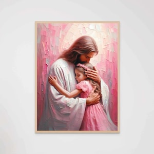 Vrienden voor altijd, moderne christelijke kunst, kunst van Jezus en meisje, Jezus foto, LDS afdrukbaar, bijbelafdrukken, Jezus poster, Jezus met kinderen kunst