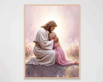 The Way He Loves, Christian Art, Jesus and Little Girl, Jesus with Children Art, LDS Art, Bible Prints, Christian Printable Art, Jesus Kids
