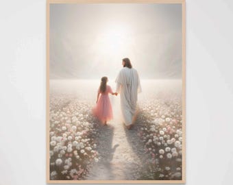 Just Follow Him, Christian Wall Art, Christian Nursery Art, Christ Picture, Jesus with Girl, Bible Wall Art, Jesus Wall Art, Christian Art