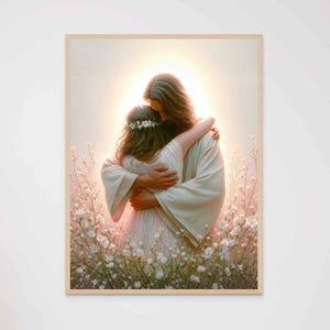Close to Jesus, Christian Wall Art, Jesus and Woman, Picture of Christ, Jesus with Girl, Bible Wall Art, Jesus Prints, Jesus Poster