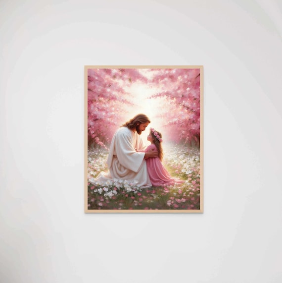 A Little Faith, Modern Christian Art, Jesus with Girl, Jesus Wall Art, LDS Art, Bible Art, Jesus and Children Art, Jesus and Kids, Jesus Art